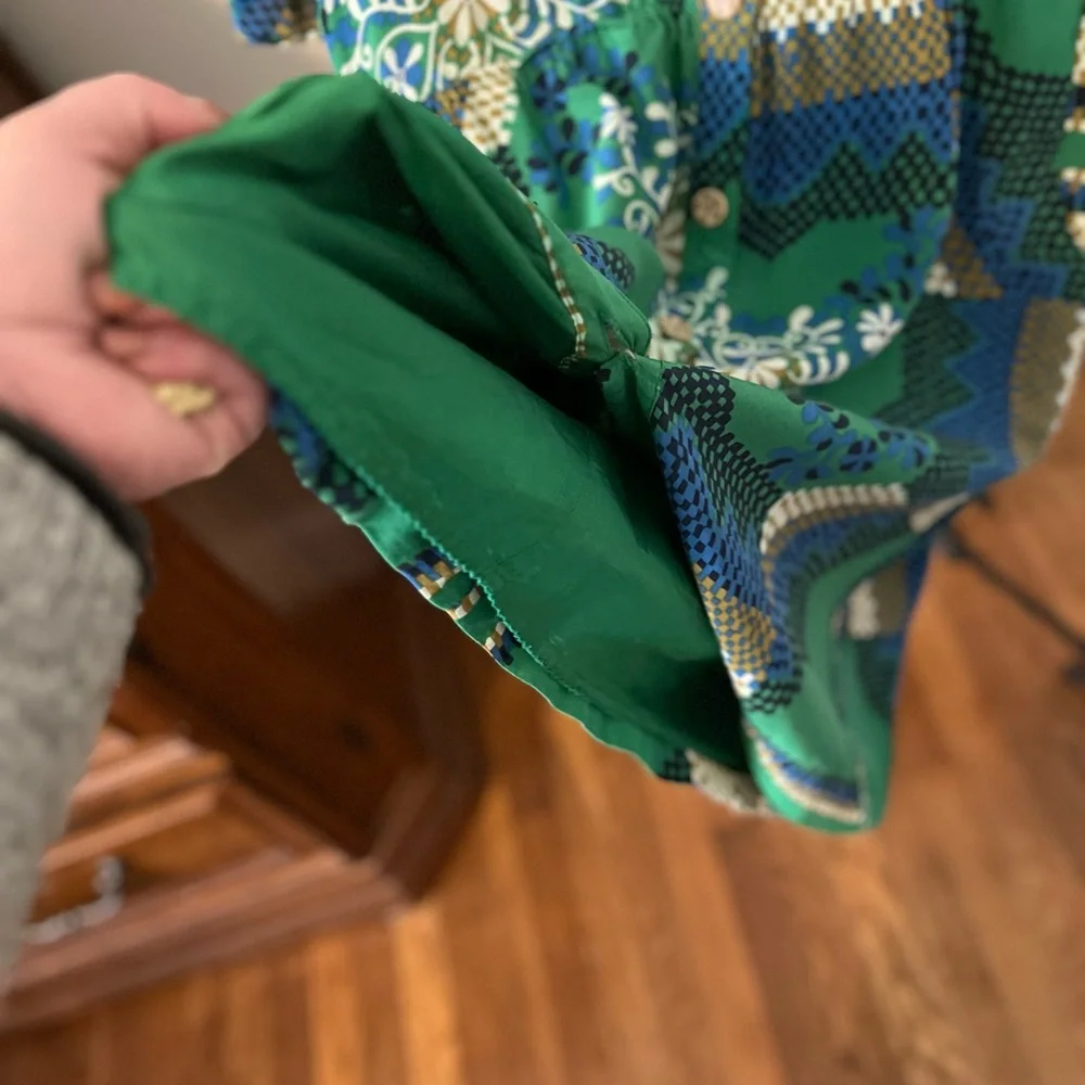 Moulinette Soeurs Green and Blue Geometric Midi Dress - Picture 6 of 7
